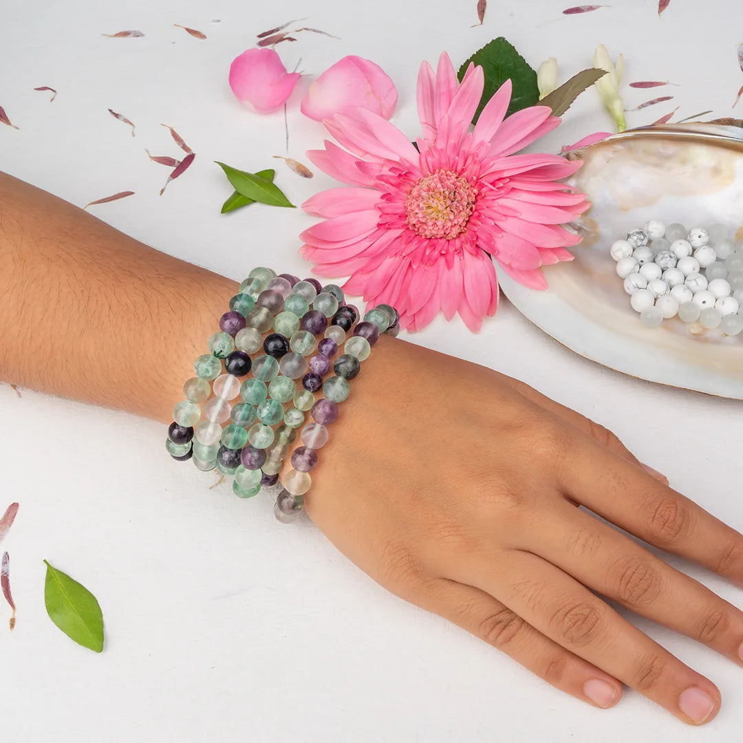 Multi Fluorite Bracelet for Clarity &creativity | Original Fluorite Crystal