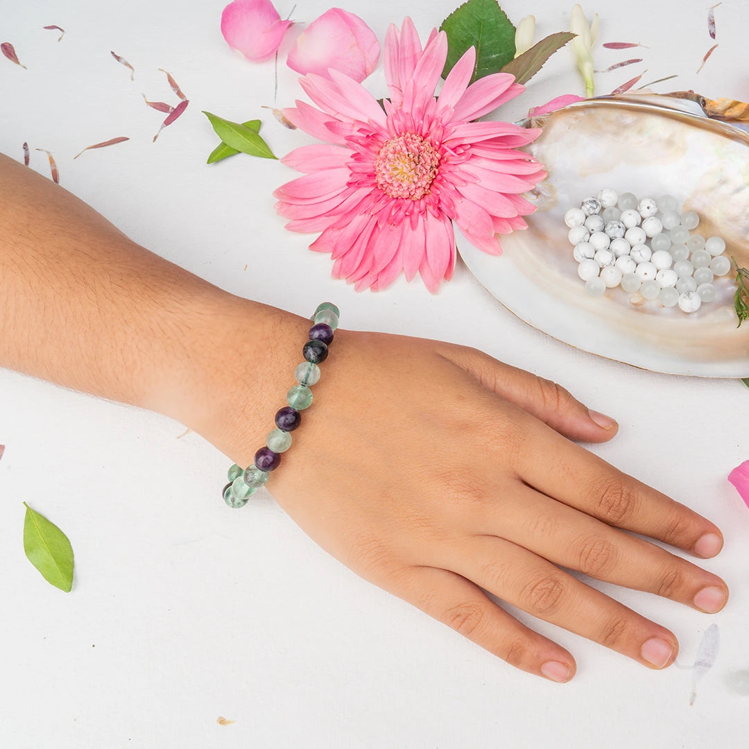 Multi Fluorite Bracelet for Clarity &creativity | Original Fluorite Crystal