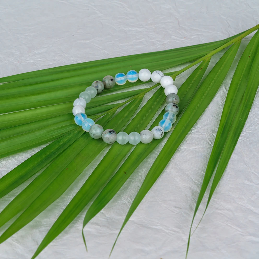 Numerology Number 2 Bracelet | Kivi, Multi Moonstone, Howlite, Selenite & Opal Crystals for Harmony & Intuition