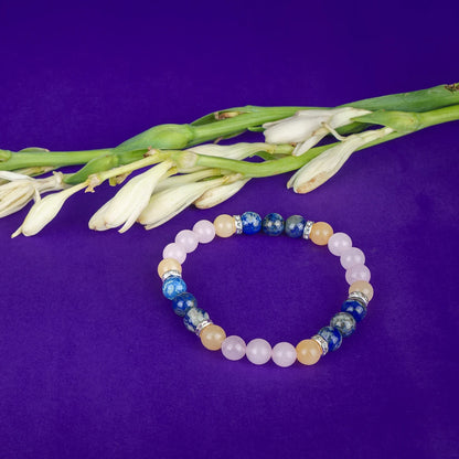 Cancer Zodiac Bracelet | Lapis Lazuli, Yellow Aventurine & Rose Quartz Crystals for Emotional Healing & Intuition