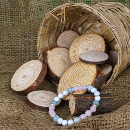 Leo Zodiac Bracelet | Rose Quartz, Howlite & Aquamarine Crystals for Strength & Compassion