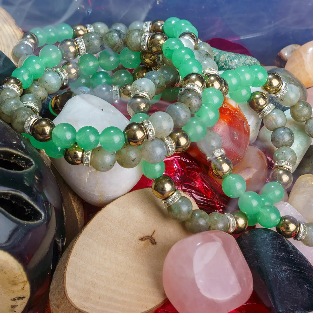 Libra Zodiac Bracelet | Green Aventurine, Labradorite & Golden Hematite Crystals for Harmony & Balance