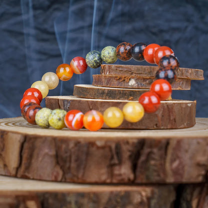 Numerology Number 9 Bracelet | Red Jasper, Mahogany Obsidian, Serpentine, Carnelian & Yellow Aventurine Crystals for Courage & Transformation